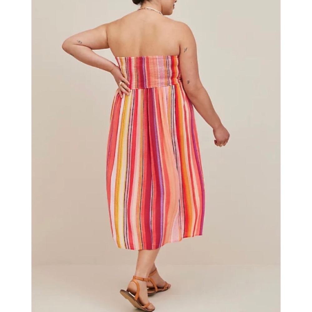 🆕 Striped Midi Gauze Smocked Convertible Dress 1 1X 14 16 NWT Torrid New! - Picture 4 of 9